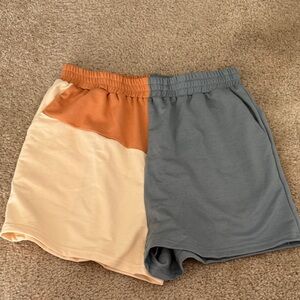 Women's Two-ToneShorts in Cream and Gray